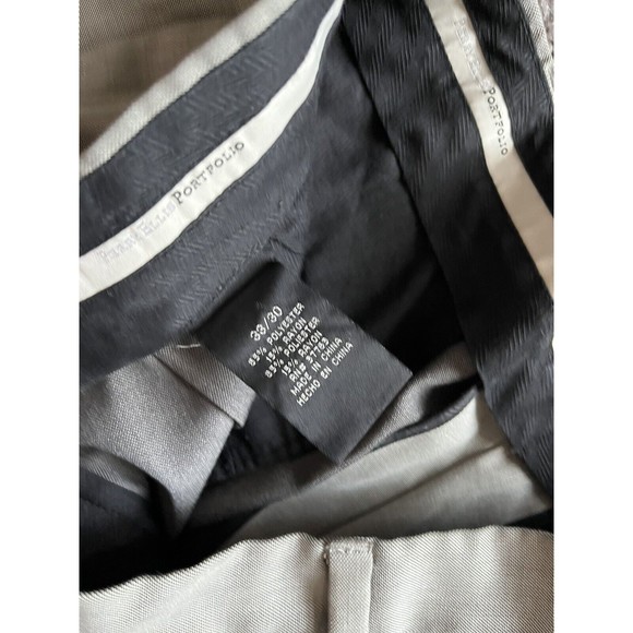 Perry Ellis Portfolio Pleated Front Dress Pant Size 33x30 Cuffed Gray Nice - Picture 5 of 5